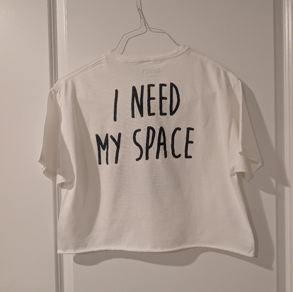 NASA "I Need My Space" White Graphic Crop Top T-Shirt Size Medium - Picture 3 of 7